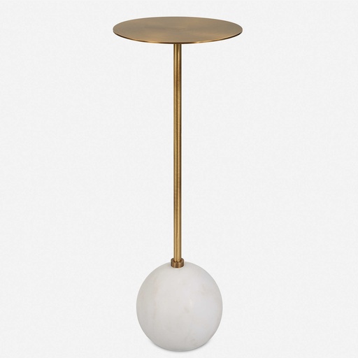 [151277 | 25216] MESA ESQUINERA DE METAL DORADO CON BASE MARMOL