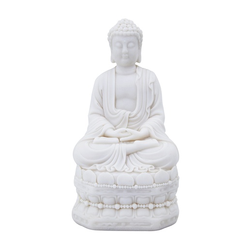 [151295 | 83441] FIGURA DE RESINA DE BUDA COLOR BLANCO