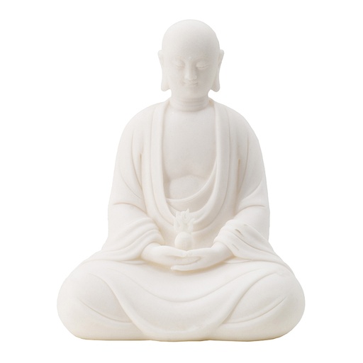 [151296 | 77356] FIGURA DE RESINA DE BUDA SENTADO COLOR BLANCO