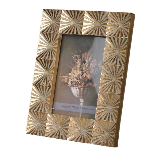 [151325 | KIH76296] PORTA RETRATOS DE RESINA DORADO CON DISEÑO MODERNO