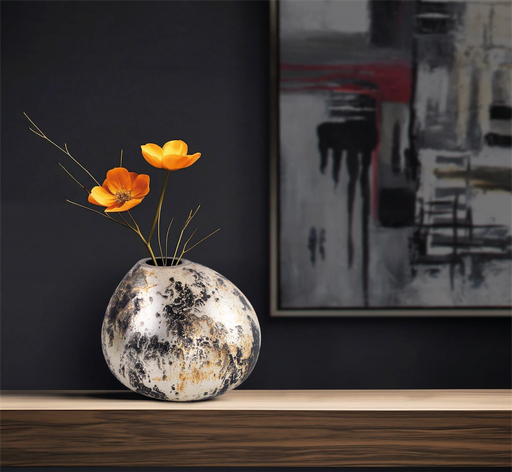 [151380 | 130039] FLORERO DE VIDIRO BLANCO Y NEGRO BAJO