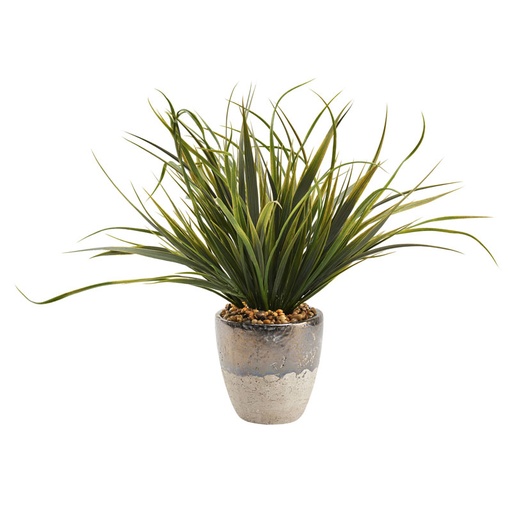 [151409 | 212025] PLANTA DE PLASTICO GRASS CON MACETA CREMA