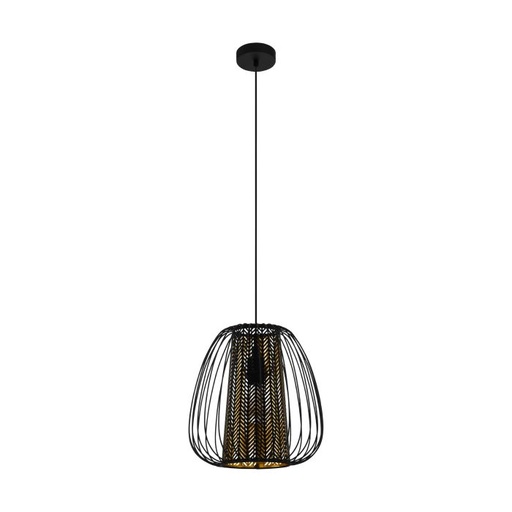 [195044 | 99661] LAMP. COLG. 1L E27 CURASAO JAULA NEGRA+DORADA (1100X335MM)