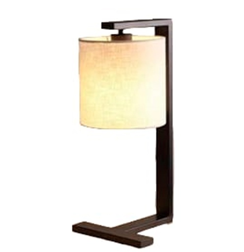 [180140 | TL-710197] LAMP. MESA 1L E27 METAL NEGRO+PANTALLA TELA (230X450MM)
