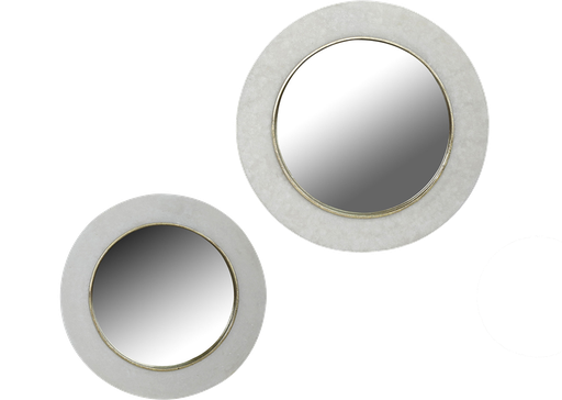 [151696 | EV19777] Set2 espejos de madera astracto en blanco