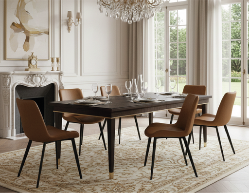 [161108 | C001# BROWN] Silla Café Micro Cuero+Patas Metal (59x51x84)cm