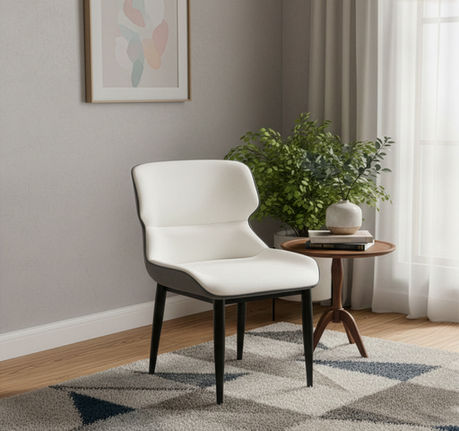 [161110 | C003#] Silla (Gris+Beige) Micro Cuero+Patas Metal (57x50x83)cm