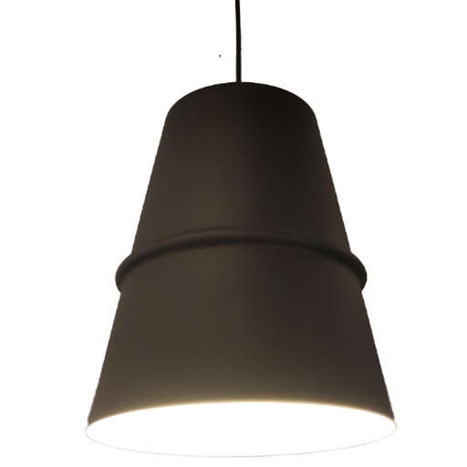 [200302 | T7971 NEGRO] Lamp. Colg. 1L E27 T/Campana Alum. Negro+Blanco (D200xH300)mm