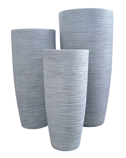 [155140 | LT14866-3S T1] Maceta Fibra Barro Cono Alto Pequena (37x37x80.5)cm P292 Gris