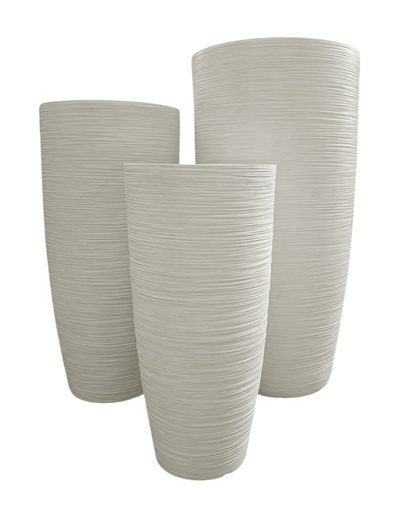 [155143 | LT14866-3S T1] Maceta Fibra Barro Cono Alto Pequena (37x37x80.5)cm P117 Anti Blanco