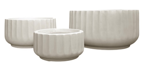 [155154 | LT14912-3S T3] Maceta Fibra Barro Redonda Grande (38x38x19)cm P117 Anti Blanco