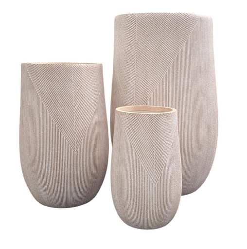[155160 | LT14782-3S T3] Maceta Fibra Barro Cono Alto Grande (47.5x47.5x75)cm P252A Beige