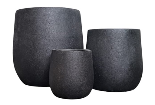 [155169 | LT14918-3S T3] Maceta Fibra Barro Redonda Pequena (44x44x44)cm P190 Black Wash