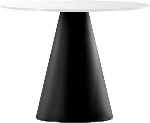 [162318 | D020#] Mesa Ext. Redonda tablero ceramica blanca+base metalica (ø100)cm