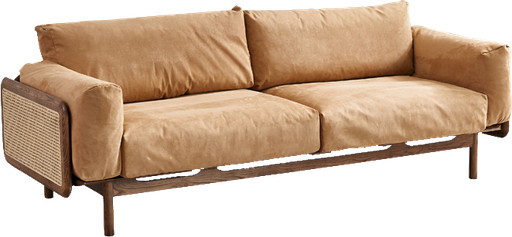 [160129 | SF020-3S] Sofa Triple Camel+Madera Fresno (230x90x80)cm