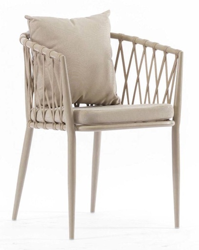 [160069 | HY001#] Silla Ext. Aluminio+Cuerda Tejida Beige (56x60X70)cm
